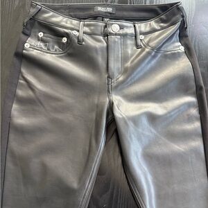 True Religion Black Leather Mid Rise Pants Jennie 28 Becca Faux Ponte boot